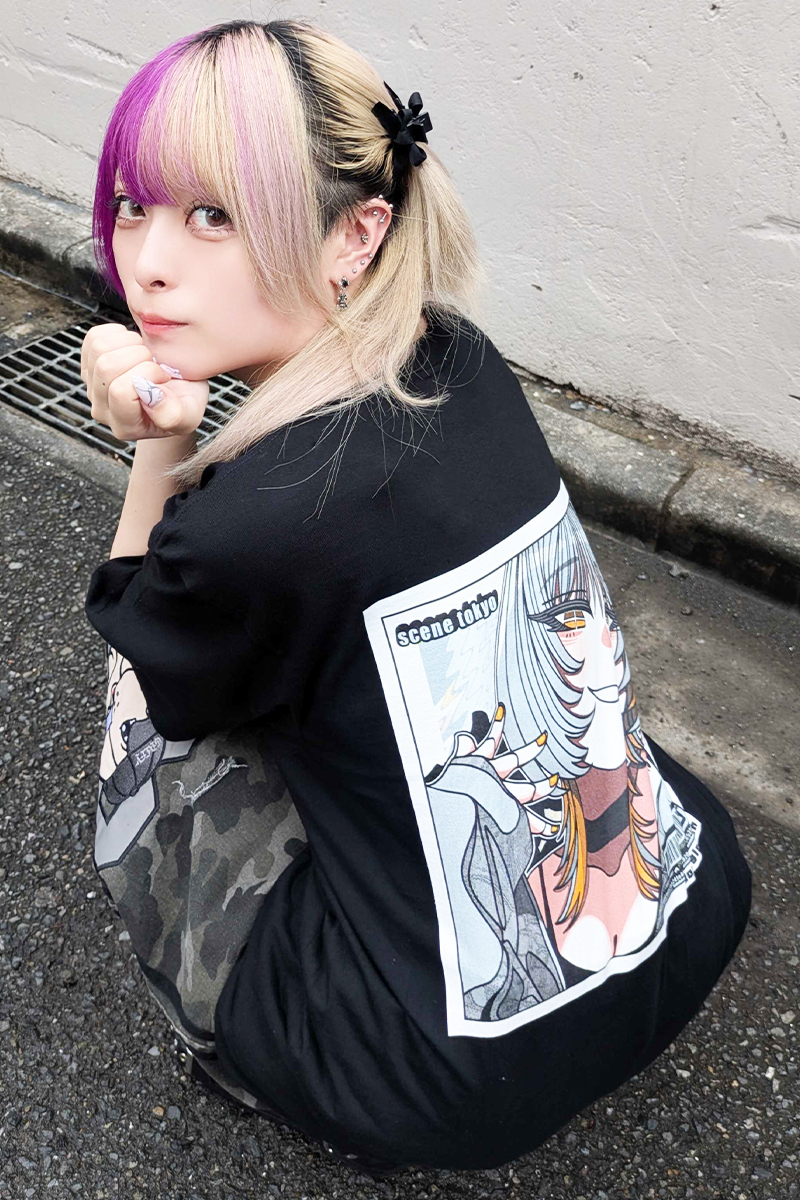 SCENE TOKYO (シーントウキョウ) silver girl tee - Black