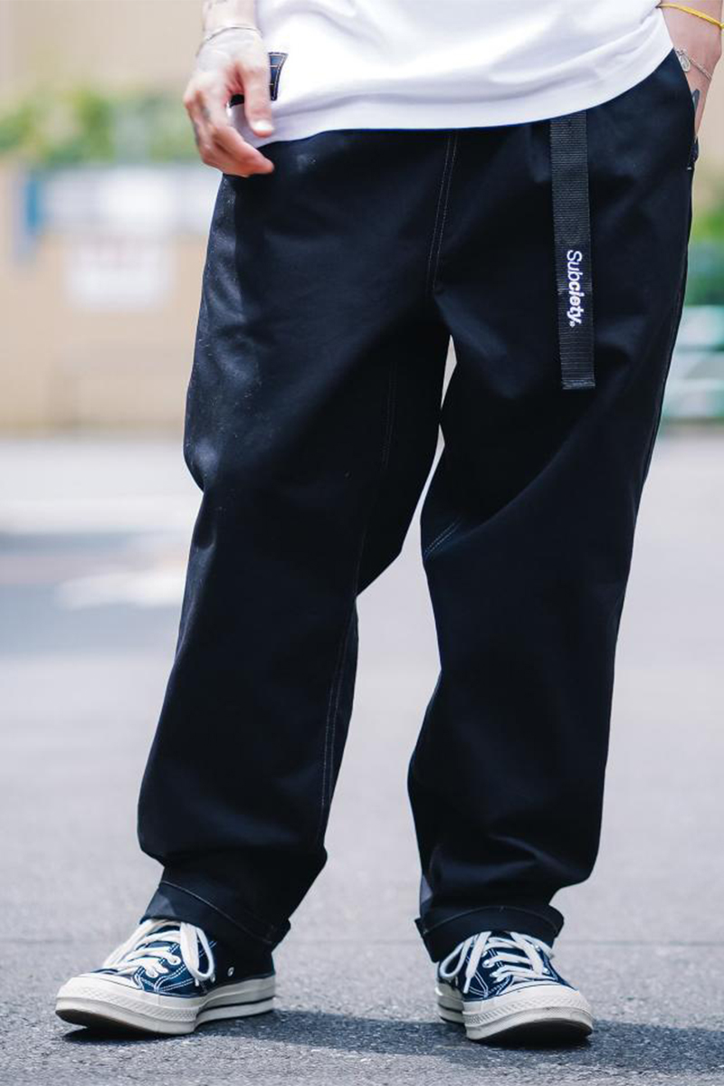 Subciety (サブサエティ) WEBBING BELT CHEF PANTS BLACK