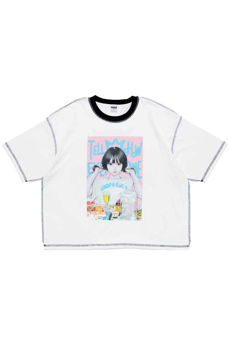 over print (オーバー・プリント) sss-5 Tee - White