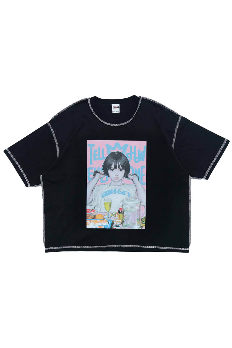 over print (オーバー・プリント) sss-5 Tee - Black