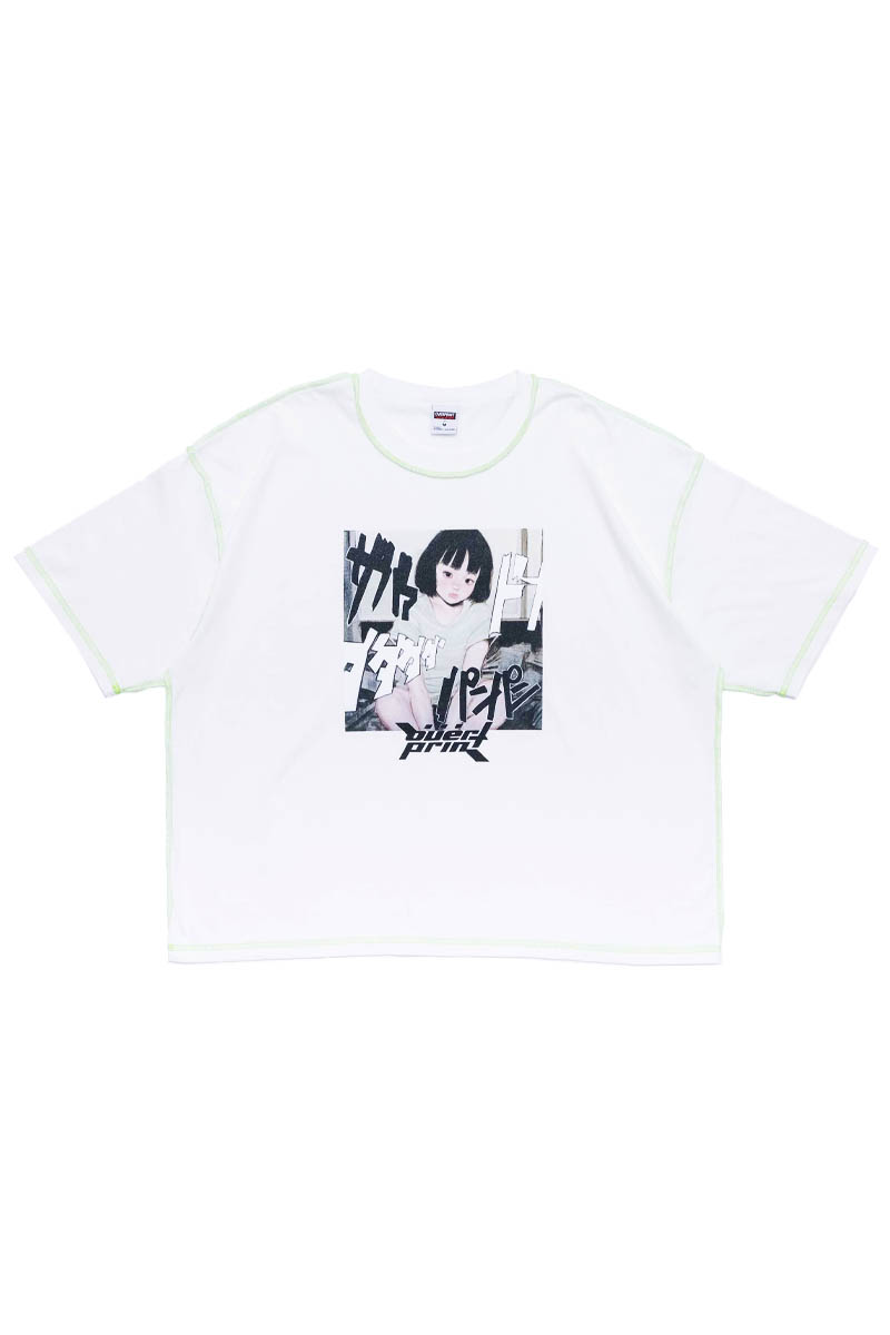 over print (オーバー・プリント) no.1578_Onomatopoeia War Tee - NEON YELLOWGREEN White