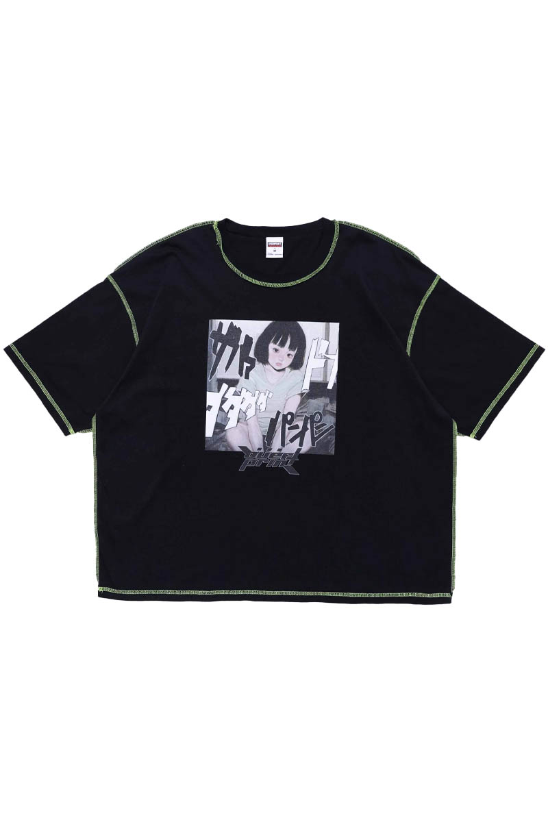 over print (オーバー・プリント) no.1578_Onomatopoeia War Tee - NEON YELLOWGREEN Black