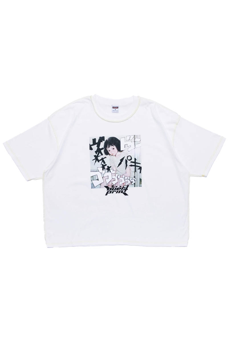 over print (オーバー・プリント) no.1582_Onomatopoeia War Tee - PASTEL YELLOW White