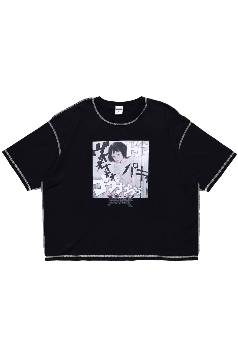 over print (オーバー・プリント) no.1582_Onomatopoeia War Tee - PASTEL YELLOW Black