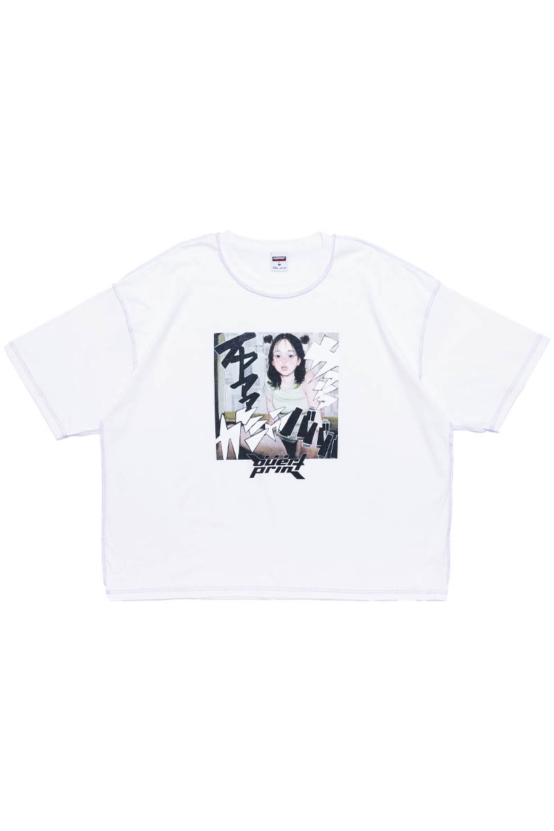 over print (オーバー・プリント) no.1585_Onomatopoeia War Tee - PASTEL PURPLE White