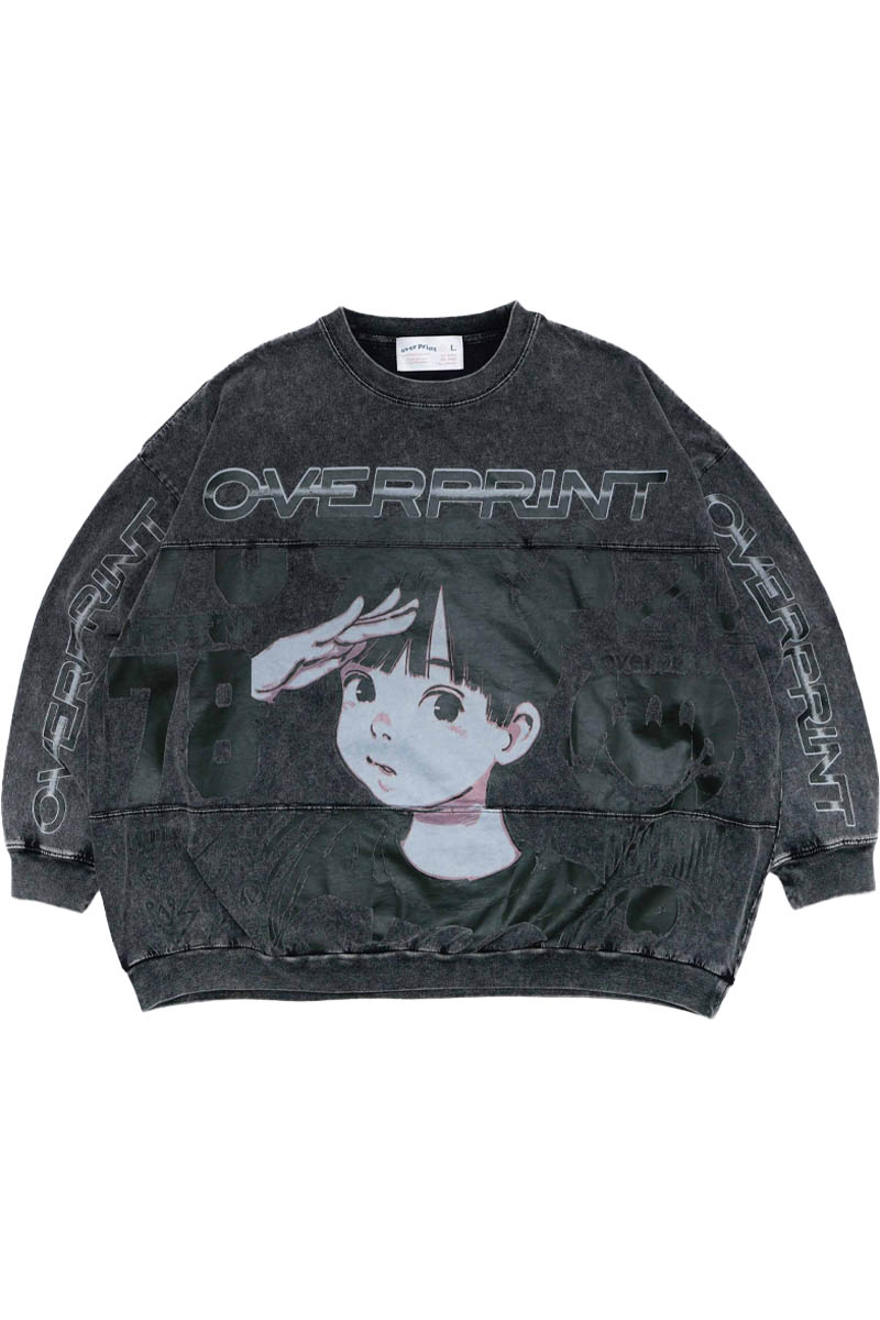 over print (オーバー・プリント) pigment POP ART LS Tee Ver:19 - Charcoal