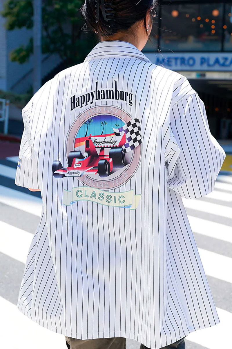 ハッピーハンバーグ レーシングチームメカニックシャツ WHITE