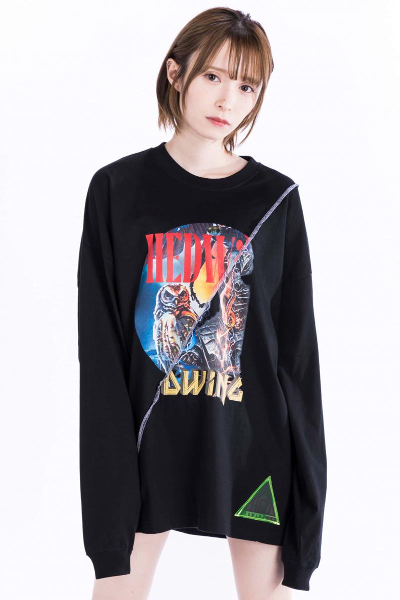 HEDWiNG (ヘドウィグ)  C/C Out stitch L/S T-shirt BLACK