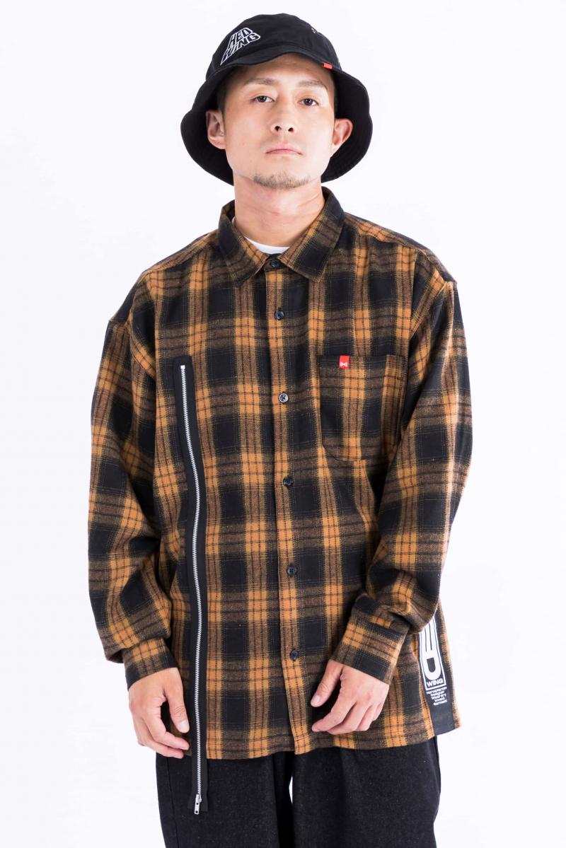 HEDWiNG(ヘドウィグ) Split Zip Flannel Shirt ORANGE