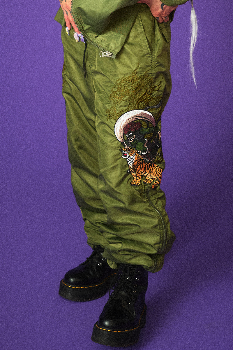 GALFY (ガルフィー) YABAIサイドジップパンツ KHAKI