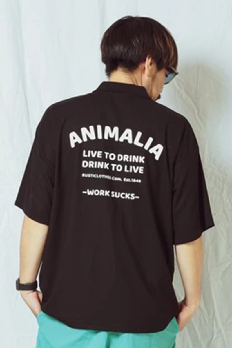 ANIMALIA BIG SILHOUETTE POLO SHIRTS -WORK SUCKS-