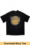 NIRVANA Unisex Oversized Boxy バンドTシャツ: Evergreen (Black) - BLACK