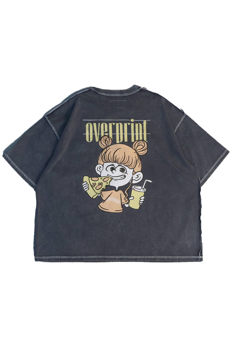 over print (オーバープリント) pigment PIZZA Tee - Black