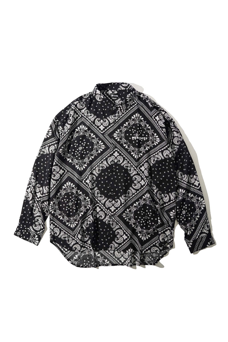 Subciety (サブサエティ) PAISLEY OVER SHIRT-BLACK / ロック