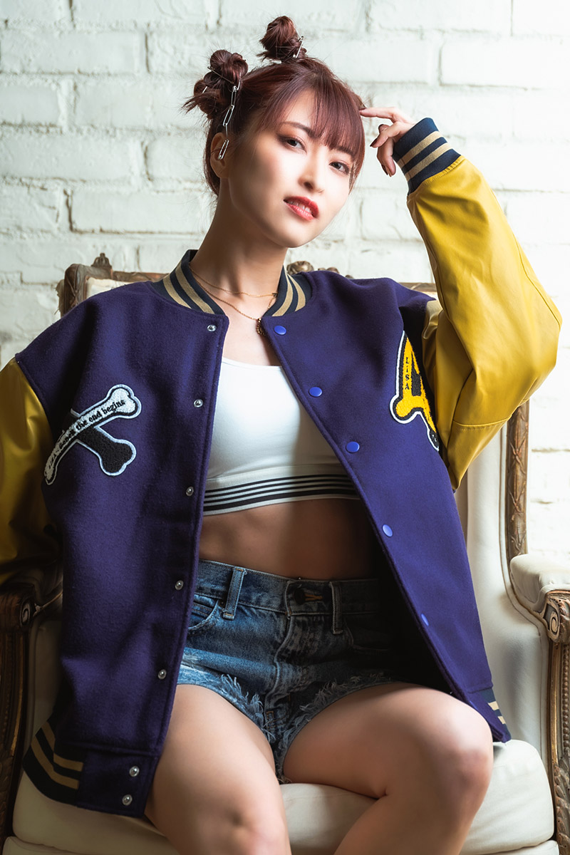 LiSA x GoneR Stadium Jumper Gold/Navy / ロックファッション LiSA x GoneR Stadium Jumper Gold/Navy / ロックファッション