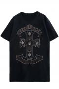 GUNS N' ROSES UNISEX T-SHIRT: MONOCHROME CROSS (DIP-DYE)