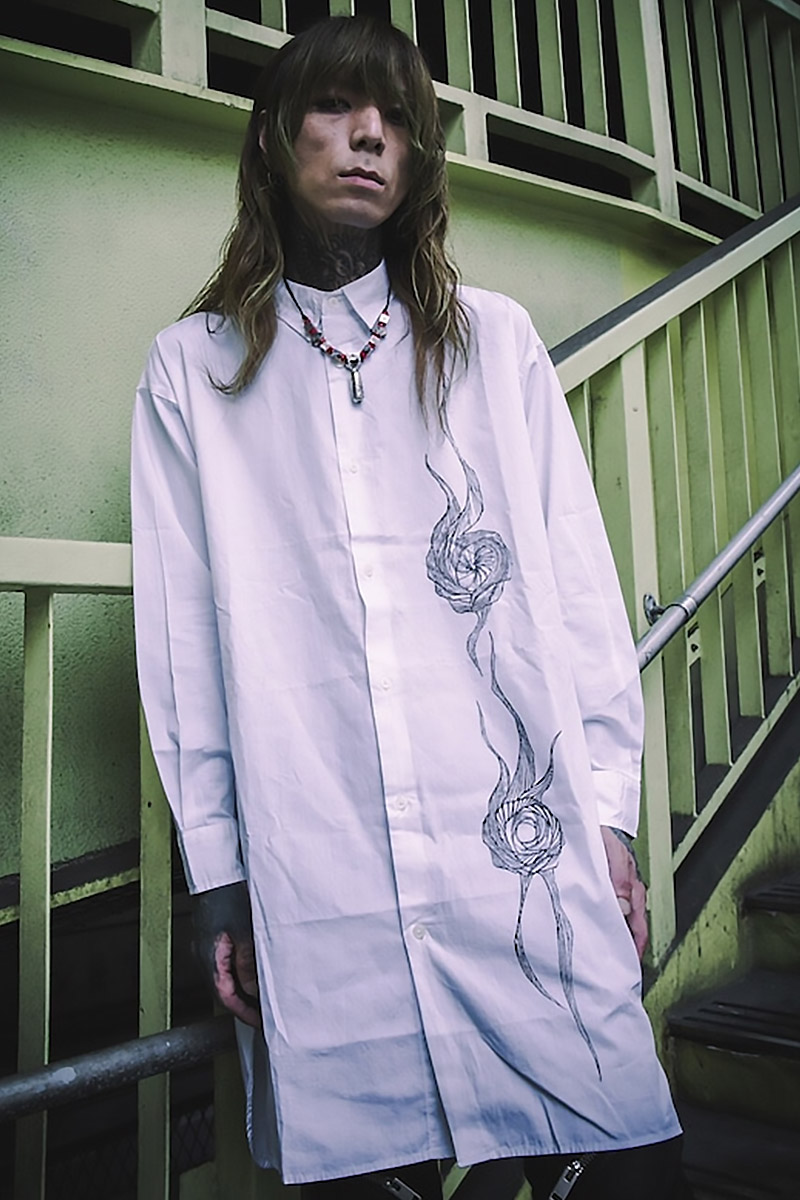 ガリュウホンポ 渦ロングシャツ WHITE