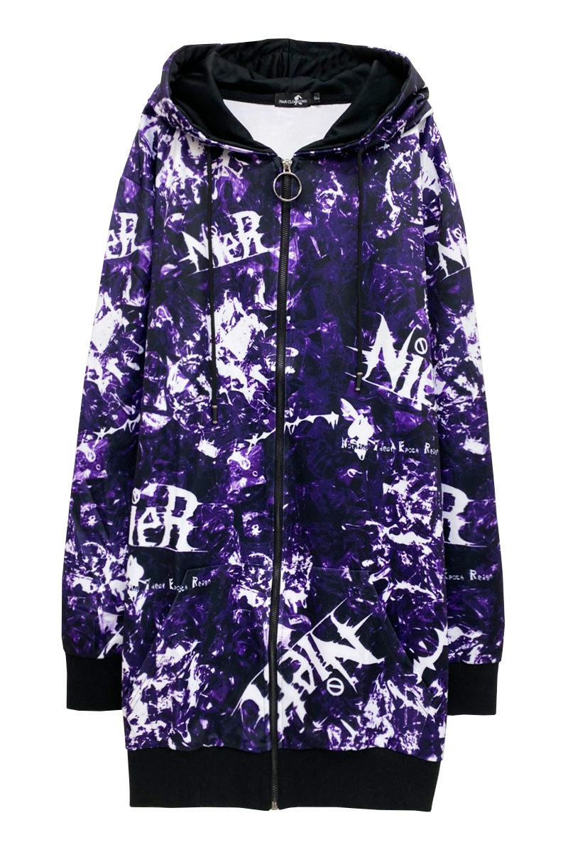 NieR (ニーア) LOGO GRAPHIC ZIP PARKA PURPLE