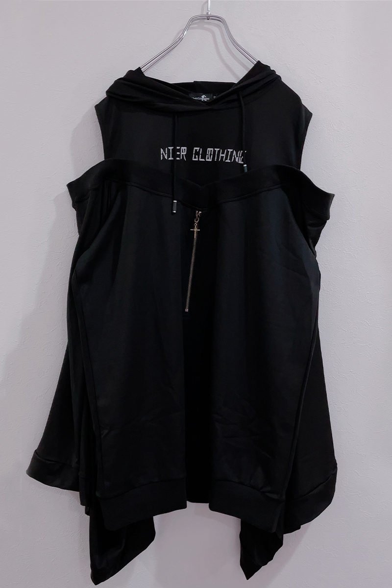 NieR (ニーア) 着物風袖 OFF-SHOULDER PARKA【FRONT ZIP NieR (ニーア) 着物風袖 OFF-SHOULDER PARKA【FRONT ZIP