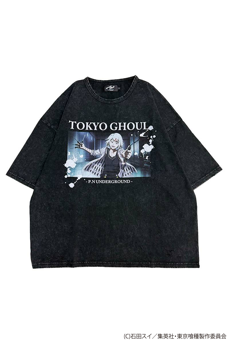 東京喰種×P.N UNDERGROUND 鈴屋什造ダメージTee - Wash Black