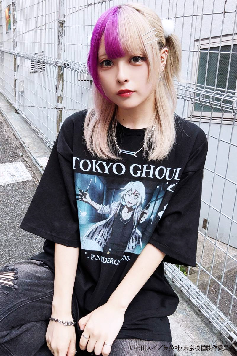 東京喰種×P.N UNDERGROUND 鈴屋什造ダメージTee - Black