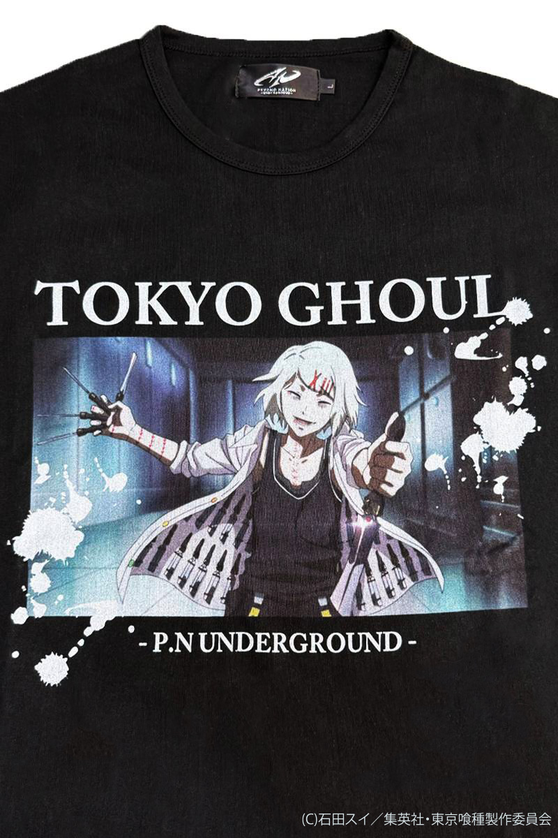 東京喰種×P.N UNDERGROUND 鈴屋什造ダメージTee - Black