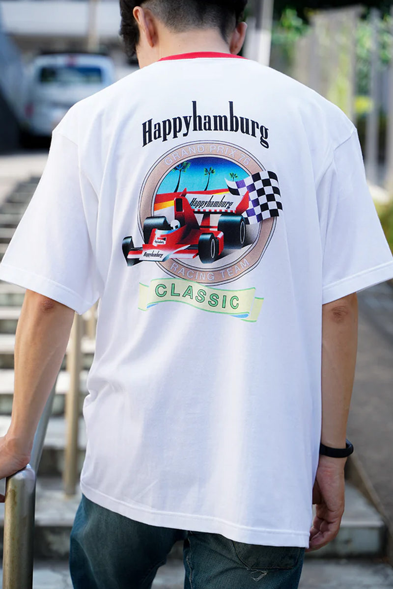 ハッピーハンバーグ レーシングチームTシャツ WHITE
