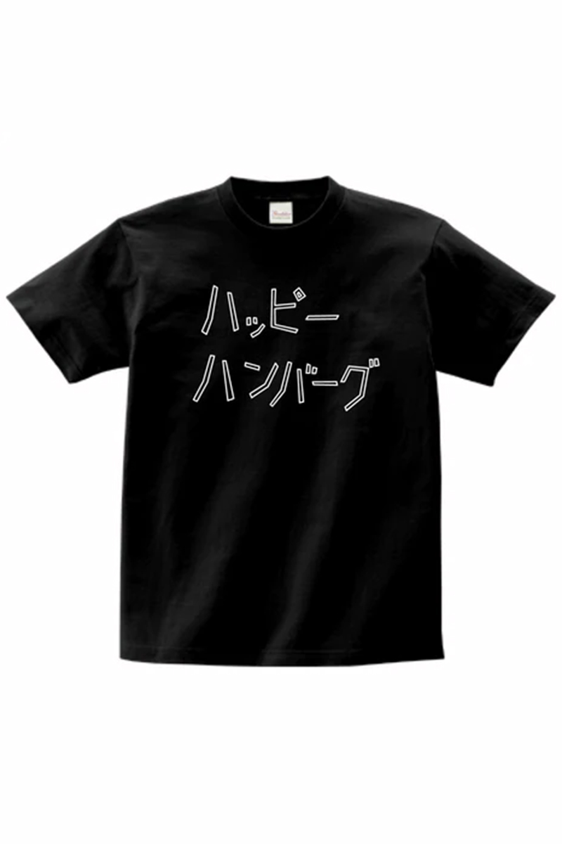 ハッピーハンバーグ ロゴプリント Tシャツ BLACH