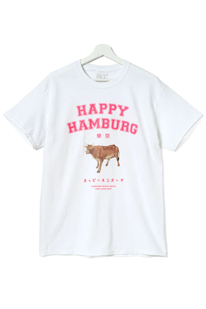 ハッピーハンバーグ カレッジTシャツ WHITE
