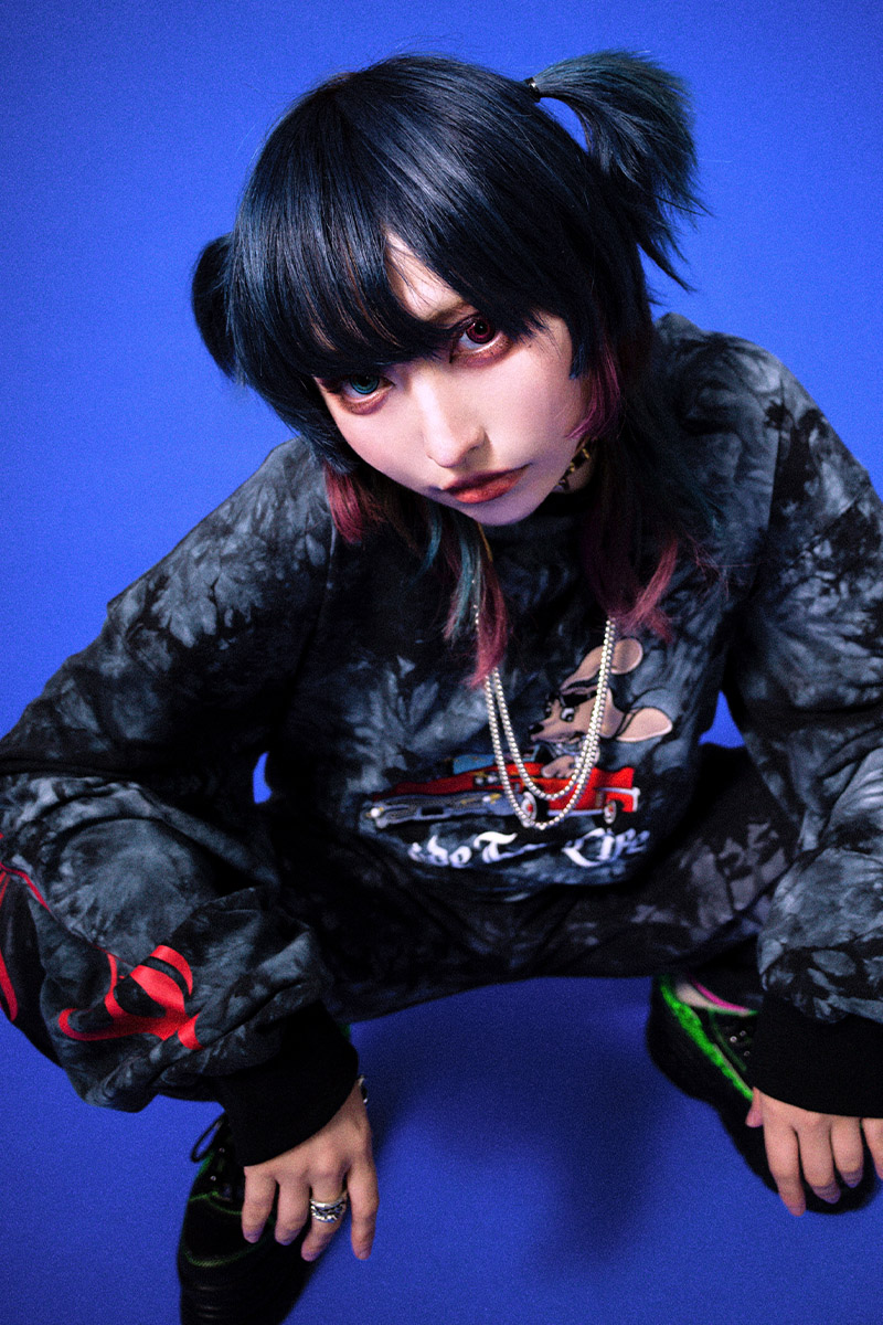 GALFY (ガルフィー) 色ぼんやりロン Tee-BLACKタイダイ