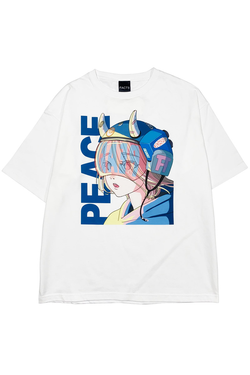 FACT101(ファクト・イチマルイチ) 『PEACE』ビッグシルエットTシャツ WHITE