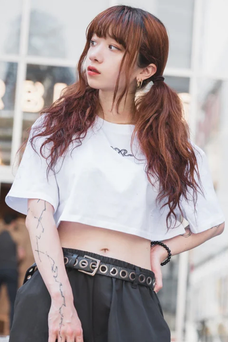 gibous(ギボス) skull snake short t shirt WHITE