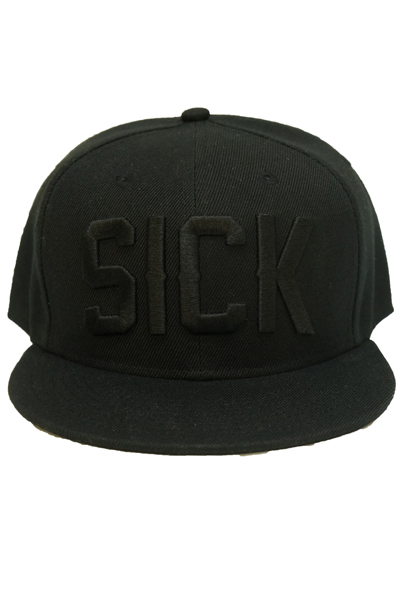 STAY SICK CLOTHING SICK Black On Black Snapback Hat