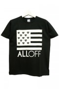 ALL OFF おふくろ国旗Tシャツ Black