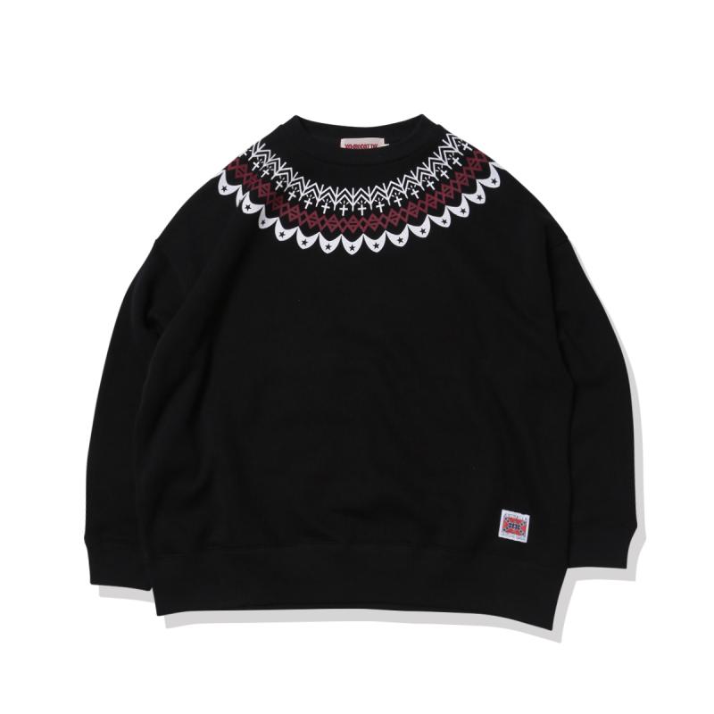 ANIMALIA AN20A-SW06 “BLACKFOOT”  Big silhouette Crew Neck Sweat BLACK