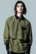 glamb (グラム) GB0323/SH06 : Gilet Layered SH / ジレレイヤードシャツ Khaki