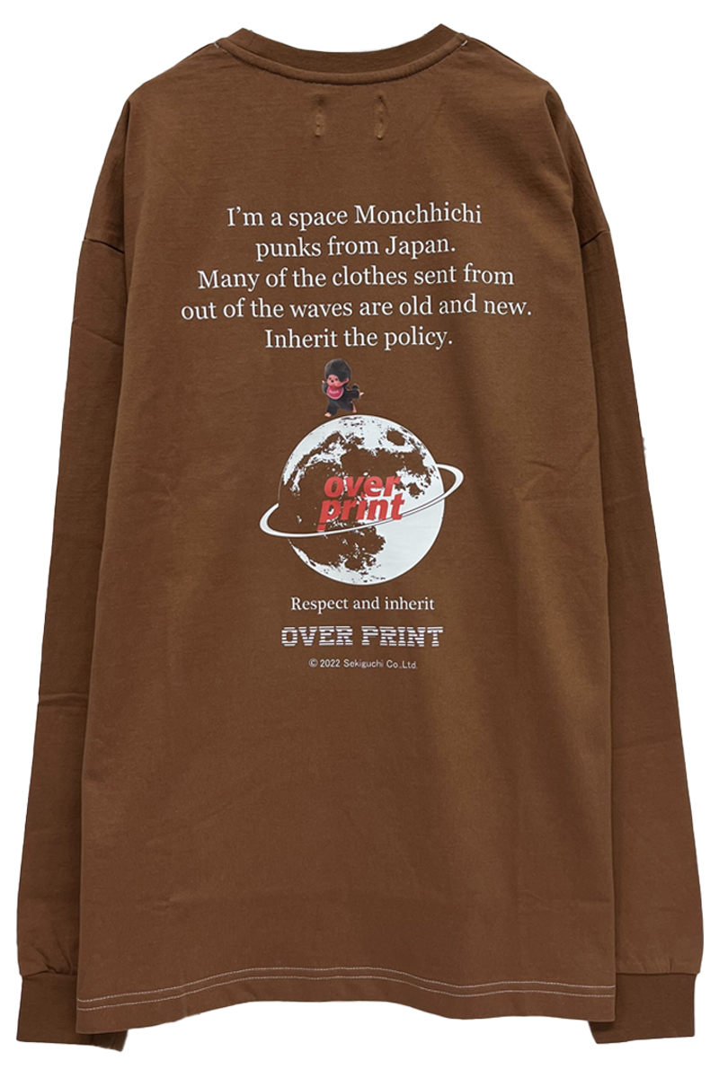 over print (オーバープリント) space monkey LS Tee×Monchhichi moca