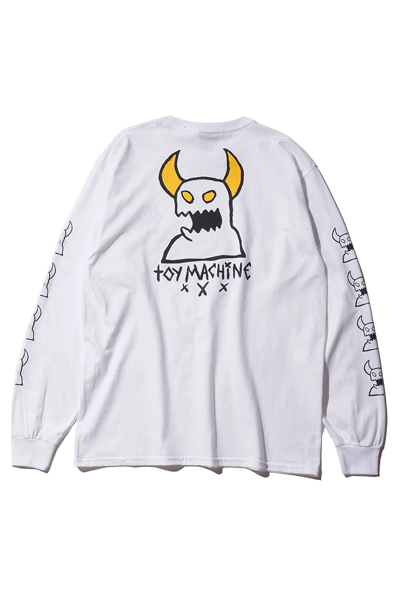 TOY MACHINE SKETCHY MONSTER EMBROIDERY LONG TEE - WHITE