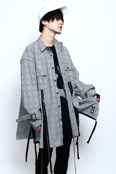 SILLENT FROM ME ECHO -Zip Wide Shirts- GRAY