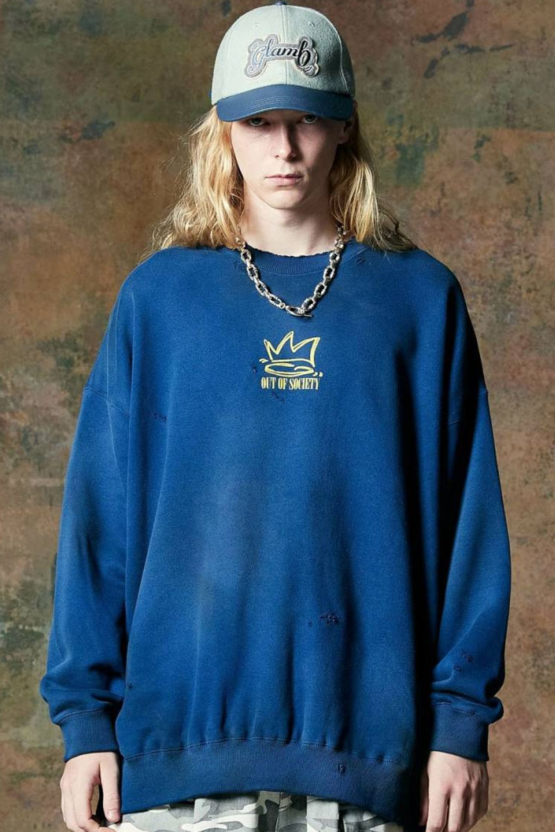 glamb(グラム) GB0424/CS05 : Out of Society Sweat / アウトオブソサイエティスウェット - Blue