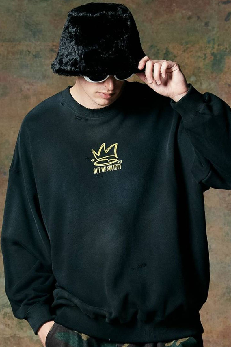 glamb(グラム) GB0424/CS05 : Out of Society Sweat / アウトオブソサイエティスウェット - Black