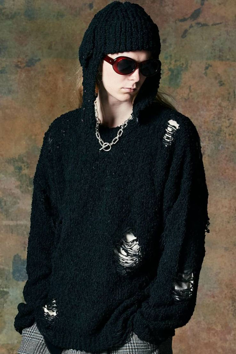 glamb(グラム) GB0424/KNT07 : Out of Society Pullover Knit  - Black