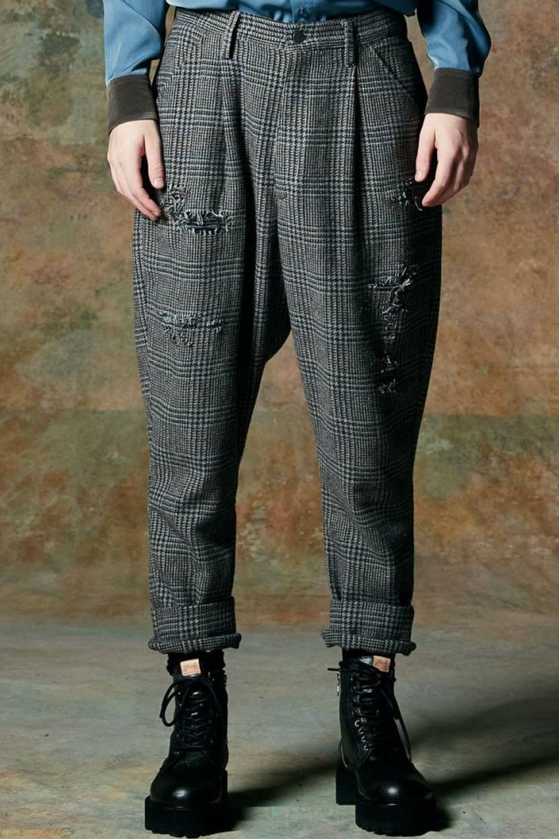 glamb(グラム)GB0424/P06:Out of Society Tweed Slacks/アウトオブソサイエティツイードスラックス-Gray