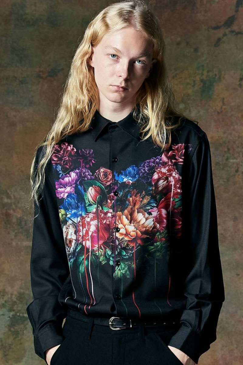 glamb(グラム) GB0424/SH01 : Melting Flower Shirt / メルティングフラワーシャツ - Black