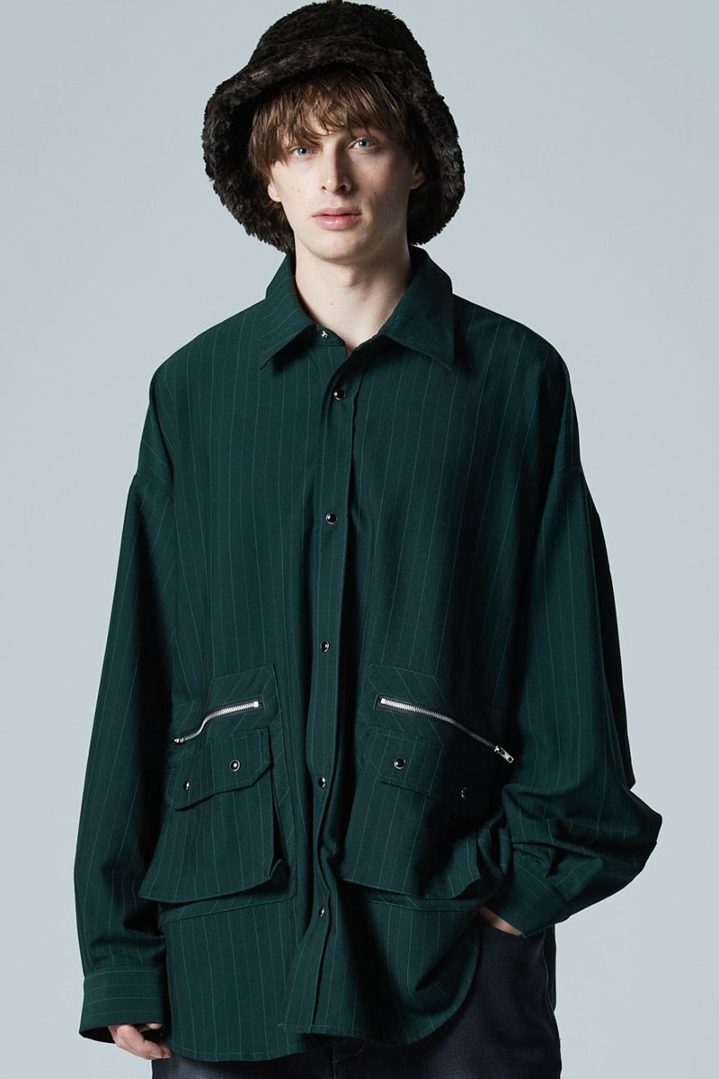 glamb(グラム) GB0424/SH07 : 4XL Pearl Shirt / フォーエックスエルパールシャツ Green