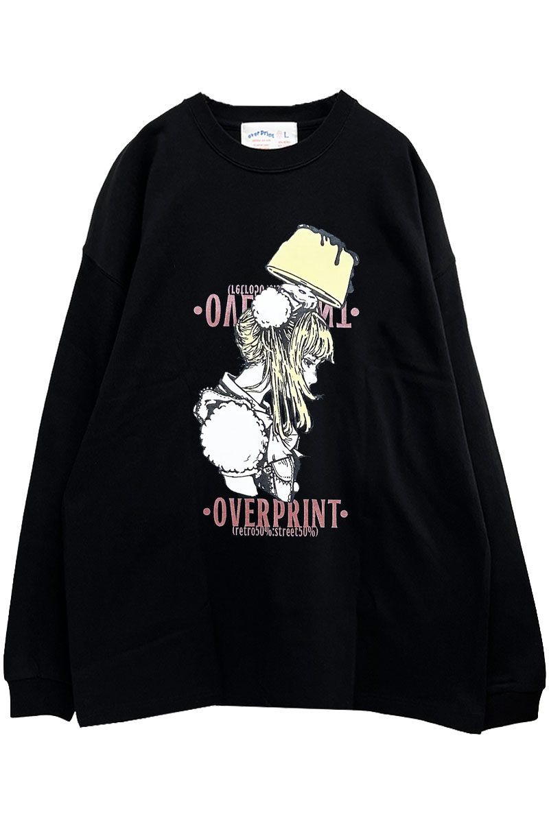 over print (オーバープリント) Head pudding LS Tee BLACK