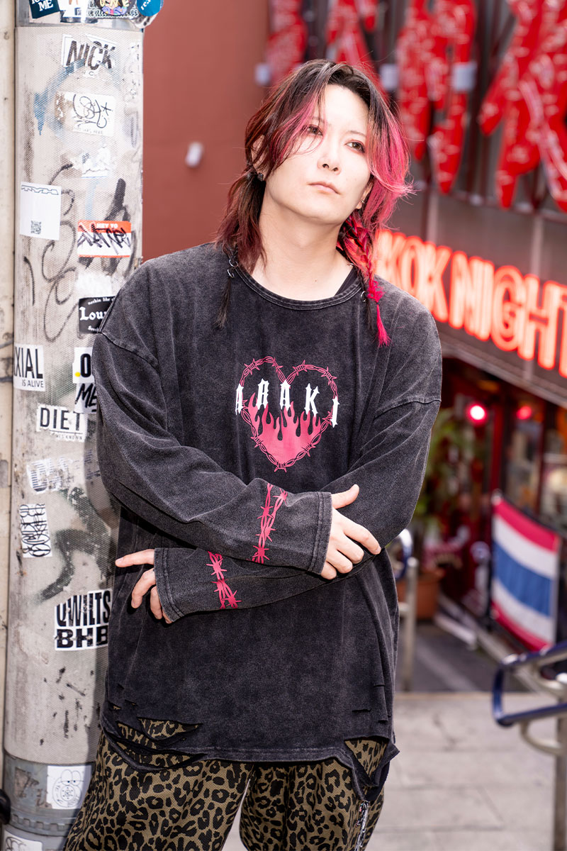【予約商品】あらき×PSYCHO NATION×GEKIROCK CLOTHINGコラボ・ロンT - Gray