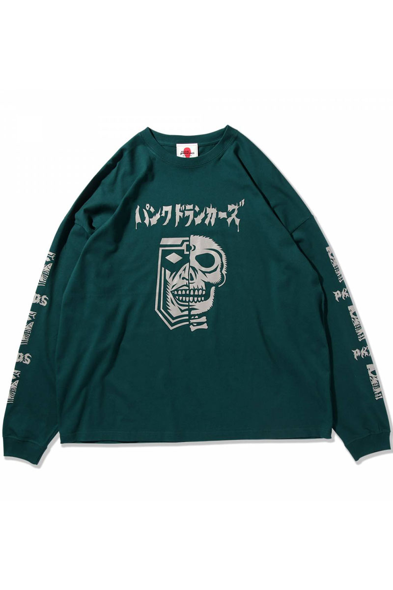 PUNK DRUNKERS (パンクドランカーズ)驚愕髑髏BIGロンTEE - B.GREEN