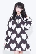 TRAVAS TOKYO【トラヴァストーキョー】 Hearts Aligned Shirts/ハート総柄プリントシャツ Black