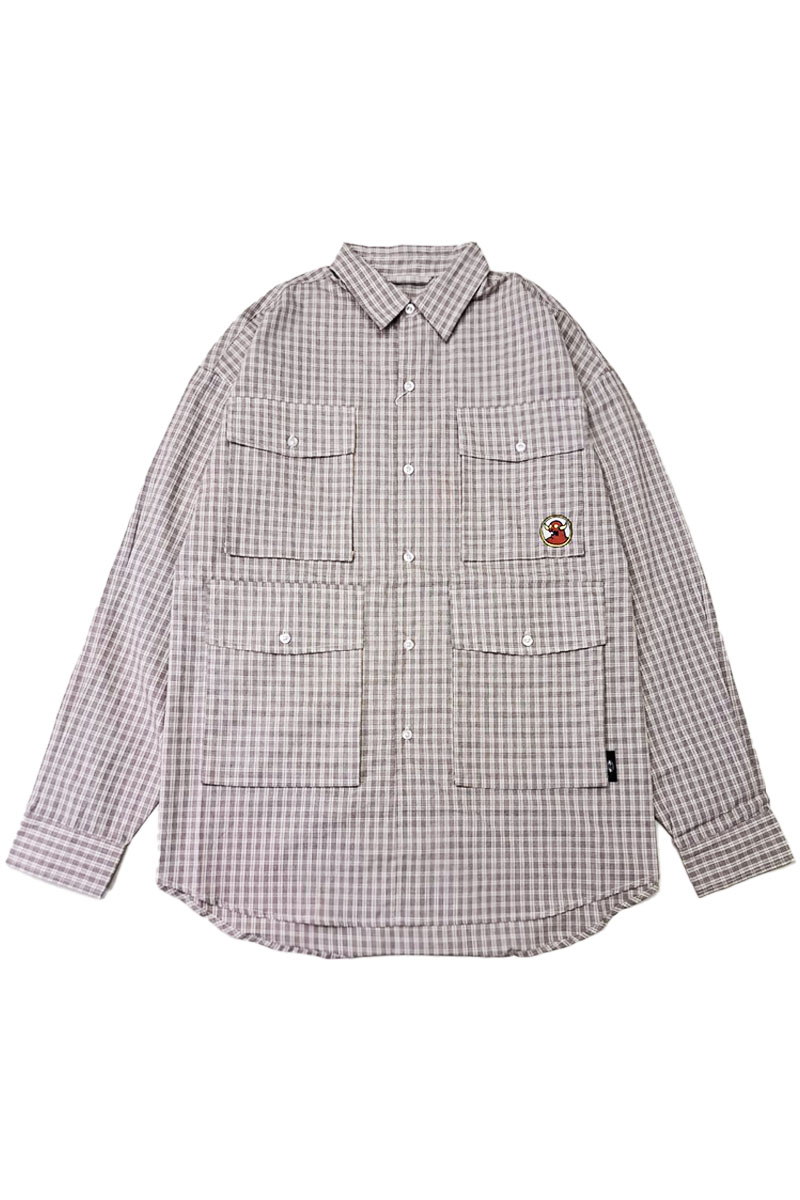 TOY MACHINE (トイマシーン) MULTI POCKET BIG SHIRTS BEIGE